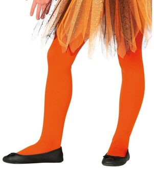 Fiesta Guirca Carnaval verkleed panty - voor meisjes - oranje - 15 denier - 3 tot 6 jaar