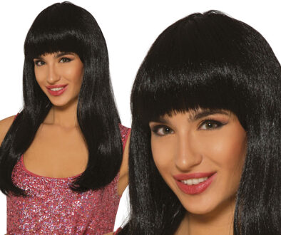 Fiesta Guirca Damespruik Nicki - Carnaval pruik - zwart - lang haar