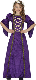 Fiesta Guirca Jonkvrouw/middeleeuwse prinses verkleed set - paars 5-6 jaar (110-116)