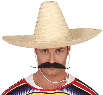 Fiesta Guirca Mexicaanse Sombrero - hoed voor heren - carnaval/verkleed accessoires - naturel