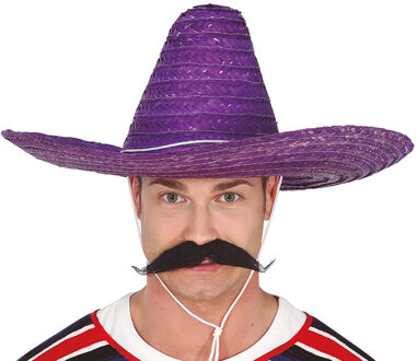 Fiesta Guirca Mexicaanse Sombrero - hoed voor heren - carnaval/verkleed accessoires - paars