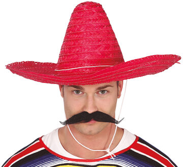 Fiesta Guirca Mexicaanse Sombrero - hoed voor heren - carnaval/verkleed accessoires - rood