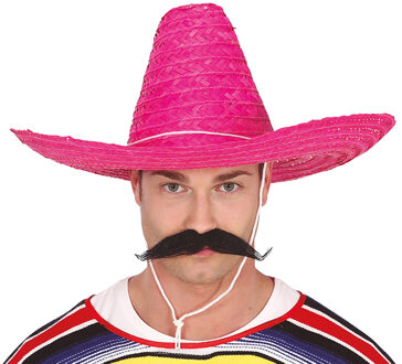 Fiesta Guirca Mexicaanse Sombrero - hoed voor heren - carnaval/verkleed accessoires - roze