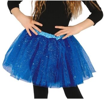 Fiesta Petticoat/tutu rokje - meisjes - kobalt blauw - 31 cm - Tule onderrokje - kinderen