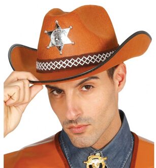 Fiestas Amerikaanse sheriff cowboy hoed - bruin - voor volwassenen - one size