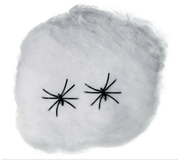 Fiestas Decoratie spinnenweb/spinrag met spinnen - 40 gram - wit - Halloween/horror versiering - Feestdecoratievoorwerp