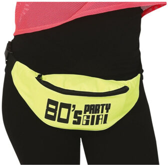 Fiestas Foute 80s/90s print party heuptasje - neon geel - jaren 80/90 verkleed accessoires - volwassenen - Heuptassen