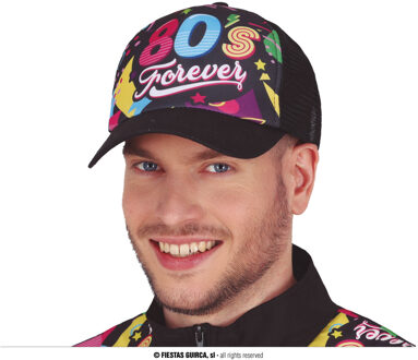 Fiestas Foute 80s/90s print party pet - zwart - jaren 80/90 verkleed accessoires - volwassenen onze size - Verkleedhoofd