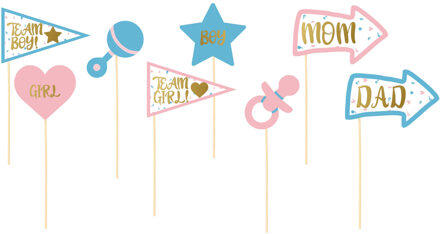 Fiestas gender reveal foto prop set - 8-delig - babyshower thema feest - photo booth - Fotoprops Multikleur