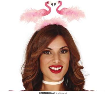 Fiestas Guirca haarband flamingo's dames veren roze one-size