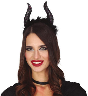 Fiestas Halloween/horror verkleed diadeem/tiara boze heks/stiefmoeder - kunststof - dames/meisjes - Verkleedhoofddeksels Zwart