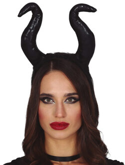 Fiestas Halloween/horror verkleed diadeem/tiara boze heks/stiefmoeder - kunststof - dames/meisjes - Verkleedhoofddeksels Zwart