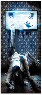 Fiestas Horror deur scenesetter/deurposter - Geest uit tv - Halloween thema versiering - 180 x 80 cm - Feestdeurdecorati Blauw