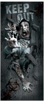 Fiestas Horror deur scenesetter/deurposter - zombie - Halloween thema versiering - 180 x 80 cm - Feestdeurdecoraties