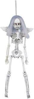 Fiestas Horror/halloween decoratie skelet/geraamte pop - engel des doods - 40 cm - Halloween poppen Wit