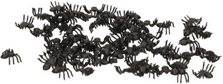 Fiestas Nep spinnen/spinnetjes 3 x3 cm - zwart - 70x stuks - Horror/griezel thema decoratie beestjes - Feestdecoratievoo