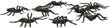 Fiestas Nep spinnen/spinnetjes 6 cm - zwart - 8x stuks - Horror/griezel thema decoratie beestjes - Feestdecoratievoorwer