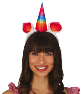 Fiestas Verkleed haarband Unicorn/eenhoorn - regenboog gekleurd - meisjes/dames - Verkleedhoofddeksels Multikleur