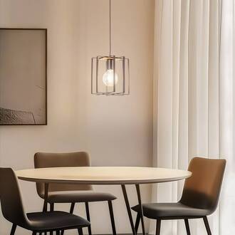 Fiete hanglamp, 1-lamp zwart, licht hout