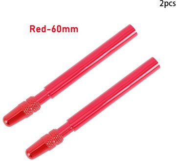 Fiets 1 Paar Presta Valve Extender W/ Cap Aluminium Geanodiseerd F/V Extension Voor Vaste Racefiets velgen 50Mm 60Mm rood(60mm)