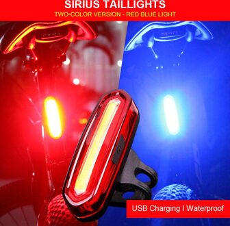 Fiets Achterlicht Waterdicht Riding Achterlicht Led Usb Oplaadbare Mountainbike Koplamp Fietsen Licht Staart-Lamp Fietsverlichting rood en blauw