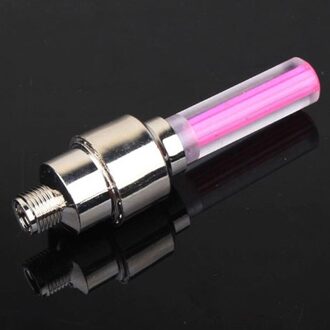 Fiets Auto Wiel Tire Flesdop Spoke Flash Led Verlichting Lamp Waterdicht Leds Tyre Ventieldopjes Wiel Spaken Led licht roze