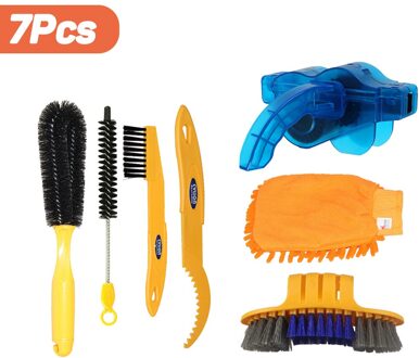 Fiets Chain Cleaner Bike Clean Set Machine Borstels Fietsen Cleaning Kit Fiets Borstel Onderhoud Tool Voor Mountain Road Bmx 7 stk reeks A