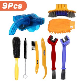 Fiets Chain Cleaner Bike Clean Set Machine Borstels Fietsen Cleaning Kit Fiets Borstel Onderhoud Tool Voor Mountain Road Bmx 9 stk