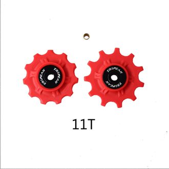 Fiets Derailleur Wiel Racefiets 11T Rvs Fiets Staal Lager Neuswiel Achterderailleur Katrol Gids Katrollen rood 11t