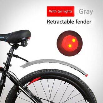 Fiets Intrekbare Spatbord Mountainbike Voor Achter Spatbord Met Achterlicht Road Fietsen Uitschuifbare Fenders Mtb Fiets Accessoires grijs