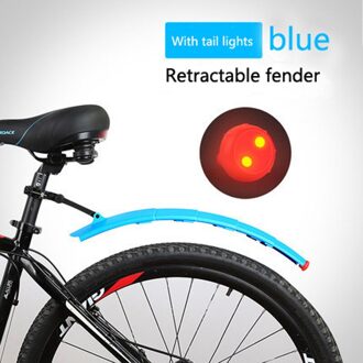 Fiets Intrekbare Spatbord Mountainbike Voor Achter Spatbord Met Achterlicht Road Fietsen Uitschuifbare Fenders Mtb Fiets Accessoires lucht blauw