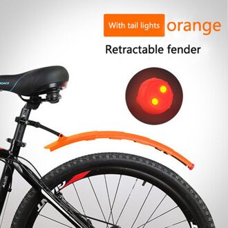 Fiets Intrekbare Spatbord Mountainbike Voor Achter Spatbord Met Achterlicht Road Fietsen Uitschuifbare Fenders Mtb Fiets Accessoires Oranje