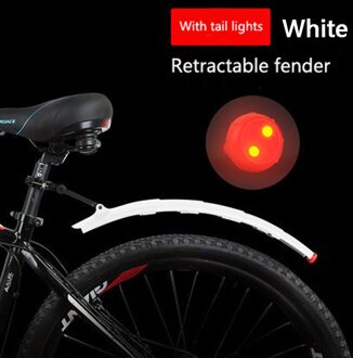 Fiets Intrekbare Spatbord Mountainbike Voor Achter Spatbord Met Achterlicht Road Fietsen Uitschuifbare Fenders Mtb Fiets Accessoires wit