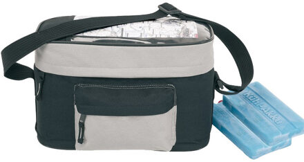 Fiets koeltas/stuurtas / fietskoeltas zwart/grijs 8 liter inclusief 2 koelelementen