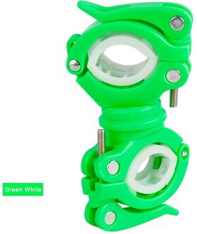 Fiets Licht Beugel Fiets Lamphouder Led Zaklamp Koplamp Pomp Stand Quick Release Mount 360 Graden Draaibare Houder groen wit