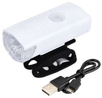 Fiets Licht Usb Led Oplaadbare Set Mountain Cycle Front Back Koplamp Lamp Zaklamp wit-USB