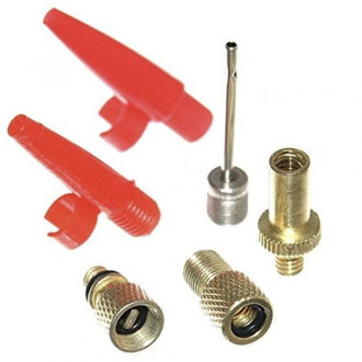 Fiets nippelset / ventiel adapter set 6-delig - verloopnippels - fietsband/bal - frans ventiel Multi