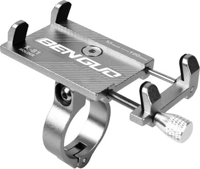 Fiets Telefoon Houder Fiets Stuur Clip Stand GPS Mount Beugel Voor 3.5-6.5 inch iPhone Samsung Xiaomi Mobiele Telefoon houder PA0124 zilver