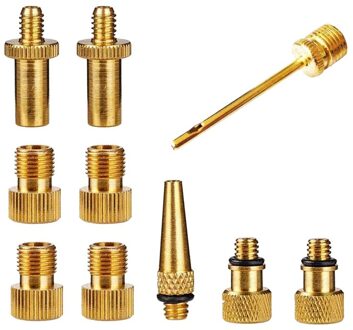 Fiets Valve Adapter Set Auto Ventiel Adapter Kit Set Voor Fiets Floor Pomp Lucht Mat Bal Pomp Naald Nozzle Kit 10Pcs