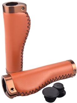Fiets Vintage Lederen Grips 1 Paar Brown Vintage Kunstleer Fietsen Mtb Road Mountainbike Stuur Grip #0610g30