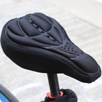 Fiets Zadel Seat Ultra Zachte Siliconen 3D Gel Pad Kussenhoes Mtb Mountainbike Fietsen Verdikte Extra Comfort 4 Kleuren zwart