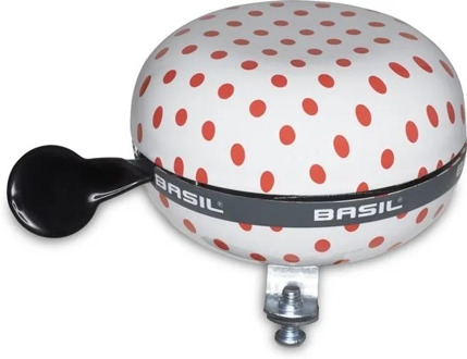 fietsbel Polkadot 11 x 8 cm staal rood/wit