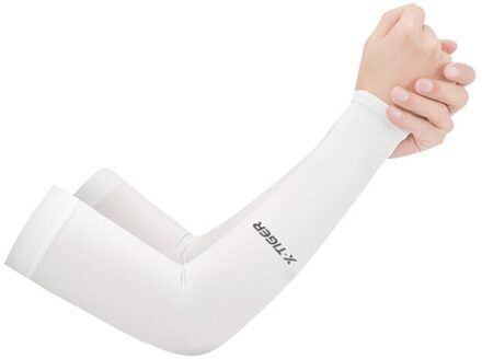 Fietsen Arm Warmers Zomer Ijs Stof Running Manchetten Cover Unisex Ademend Zon Bescherming Volleybal Fietsen Mouwen wit