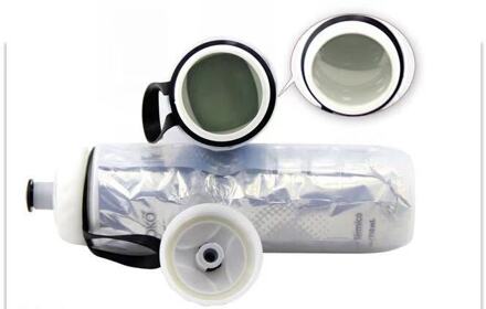 Fietsen Fiets Fles Water, Sport fles Water, PE Dubbele Plastic Fles Water, koude-houden Fiets Water Fles zilver