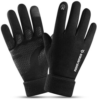 Fietsen Handschoenen Mannen Herfst En Winter Outdoor Winddicht En Fluwelen Warmte Met Lange Lock Temperatuur Pols Reflectie Op Nacht 1 / Xl