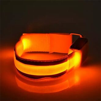 Fietsen Lichtgevende Armband Reflecterende Led Light Arm Armband Strap Veiligheid Riem Voor Night Running Fietsen Riem Veiligheid # j2p oranje