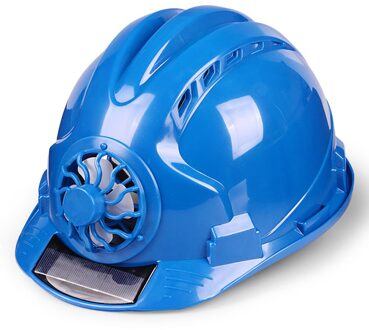 Fietsen Outdoor Veiligheid Solar Power Ventileren Beschermende Werkplek Zonnebrandcrème Hoed Verstelbare Beveiliging Harde Helm Met Ventilator Blauw