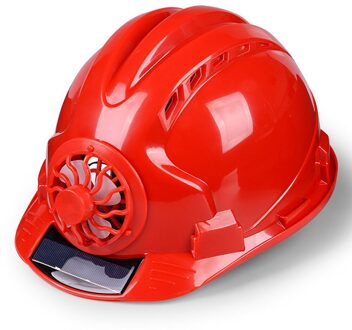 Fietsen Outdoor Veiligheid Solar Power Ventileren Beschermende Werkplek Zonnebrandcrème Hoed Verstelbare Beveiliging Harde Helm Met Ventilator Rood