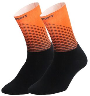 Fietsen Sokken Running Outdoor Sport Compressie Knie Mannen Vrouwen Comfortabele Anti Slip Ademende Toevallige Atletische Zomer Sokken oranje L