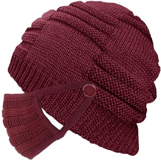 Fietsen Warm Haak Winter Wol Knit Ski Skull Slouchy Caps Hoed Met Gebreide Masker Mode Outdoor Running Fietsen Rood
